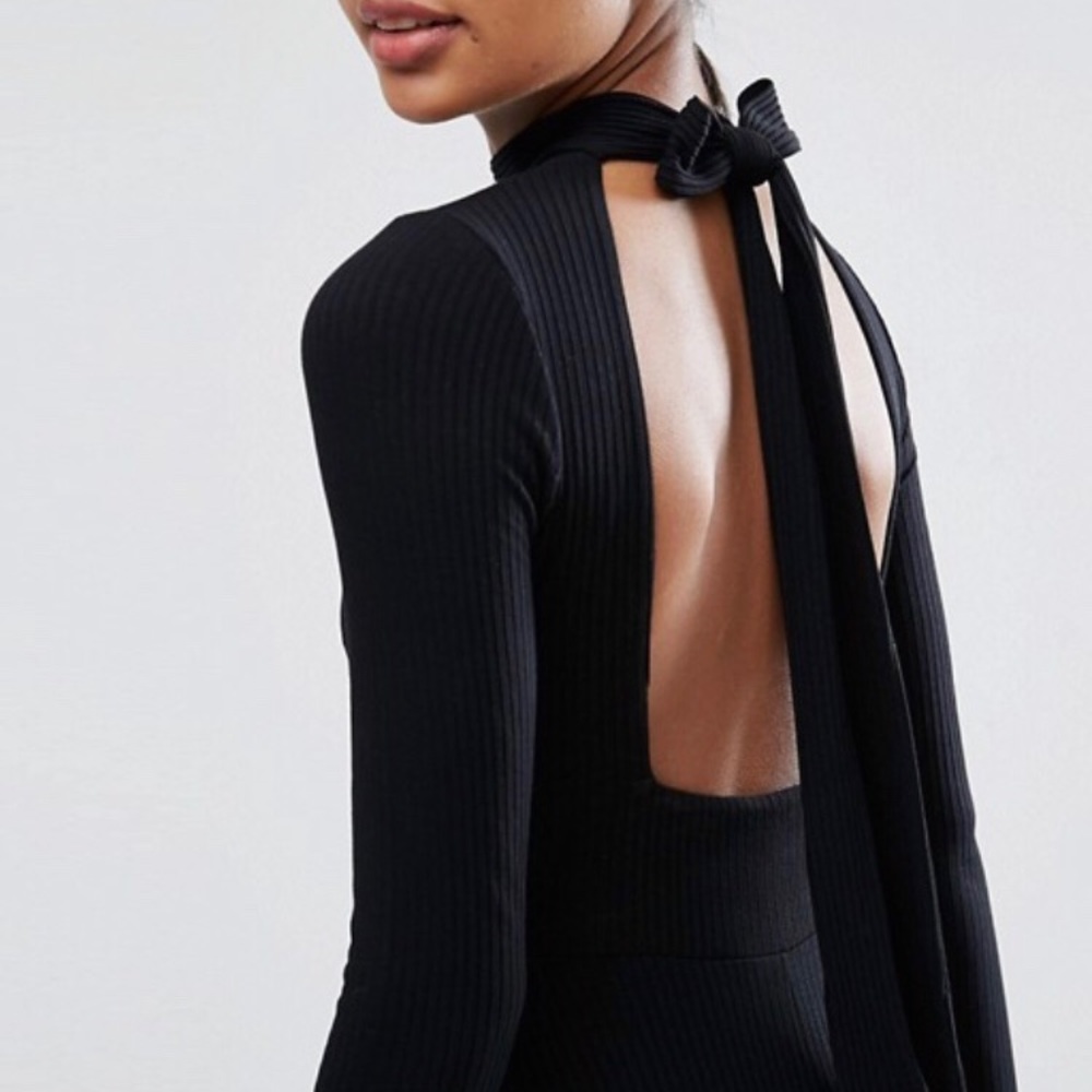 Midi Ribbed Open Back Dress